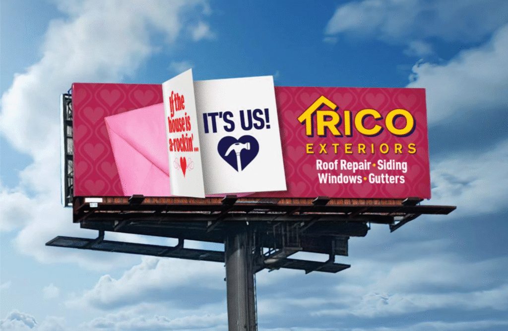 Valentine’s Day billboard advertising campaign in Charleston, South Carolina promoting seasonal out-of-home advertising.