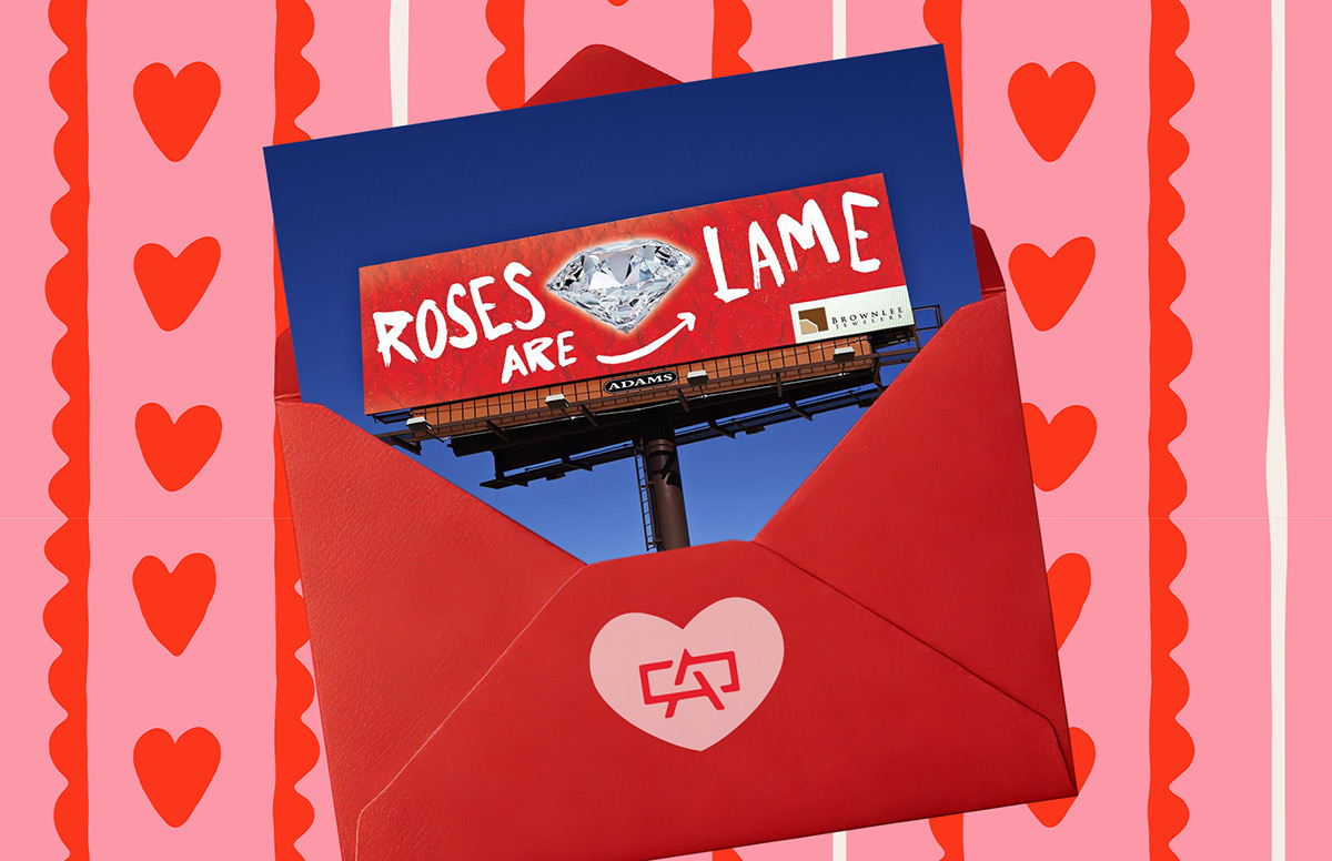 Valentine’s Day advertisement in Charlotte, NC promoting seasonal out-of-home advertising